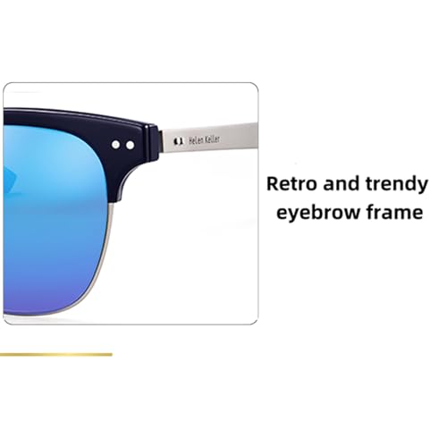 Image of Metal Polarized Sunglasses Men Semi Rimless Frame Wayfarer Sun Glasses Horn Rimmed Shades Driving UV Blocking