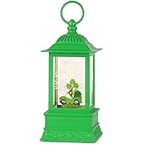St Patricks Day Snow Globe Decorations, St Patricks Day Lighted Glitter Shamrock Gnome Truck Snowglobe Lantern