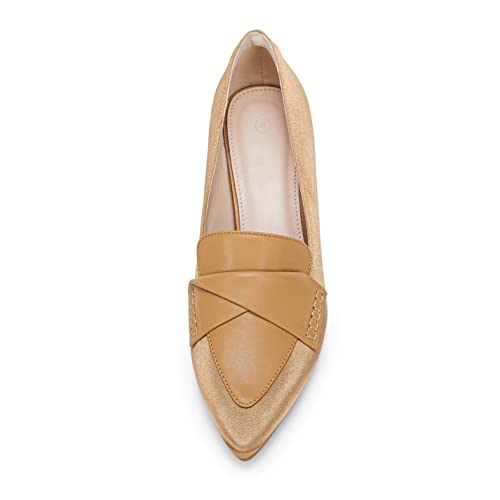 Image of Women's Chunky Block Low Heels Pumps Stitching Retro Work Office Dress Shoes