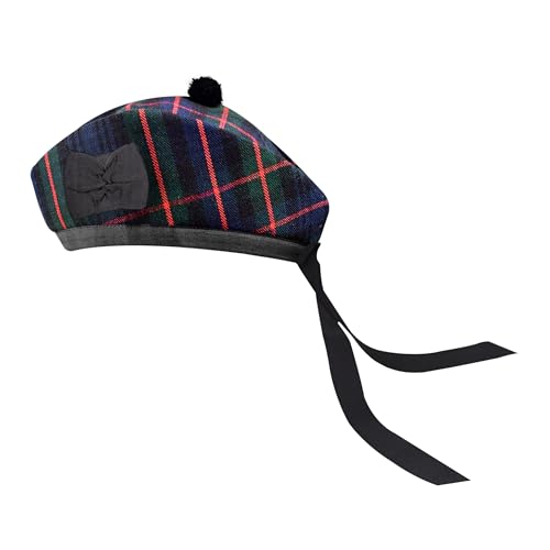 Image of Glengarry Cap-Traditional Scottish Hat, Acrylic Wool Tartan Glengarry hat, Kilts /Bagpipes Accessories