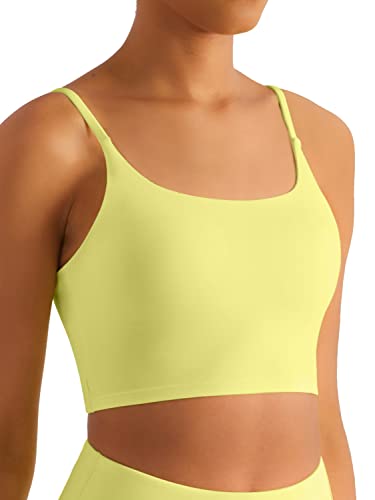 Kikiwing Longline Bra Cropped Tank Tops For Women Padded Sports Bra Workout Bras For Women Fitness Camisole Crop Top Yoga Bras For Women Neon Yellow S #TOP14
