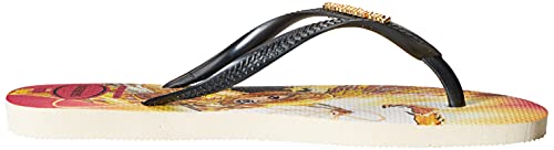 Chinelo Havaianas Slim Heroinas, Feminino, Bege Palha/Cinza Dark Metalico, 39/40