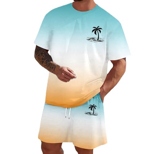 Ensemble d'été pour homme en tissu léger respirant et short à imprimé dégradé