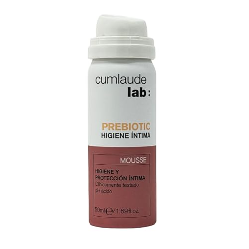 Cumlaude Lab - Prebiotic Mousse Higiene Íntima, Espuma Limpiadora con Prebióticos, Ácido Láctico y Provitamina B5, Equilibrio de la Flora Íntima, Sin Jabón, Uso Diario para Mujer - 50ml