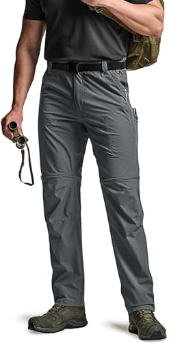Image of CQR Men's Convertible Cargo Tactical Pants, Water Resistant Outdoor Hiking Pants, Zip Off Lightweight Stretch Work Pants