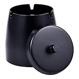 Large Ashtray with Lid for Cigarette, Stainless Steel Smokeless Odorless Windproof Ashtrays for Home Office Tabletop Outside Patio Outdoor Balcony(4'x4'x4.1')
