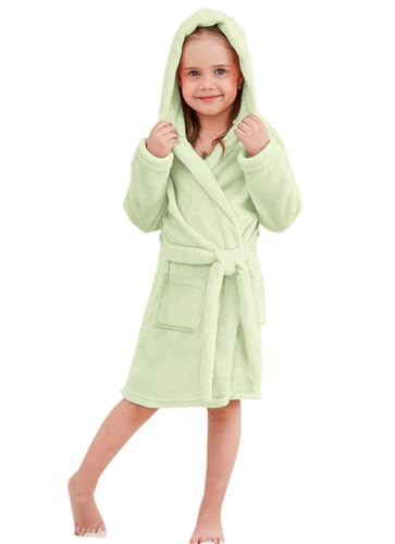 Image of Umeyda Girls Fleece Hooded Robes, Warm Printed Bath Robe for Kids Soft Fuzzy Bathrobe for Gifts