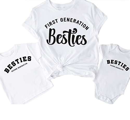 Toddler Baby Girl Boy Besties Second Generation Letter Print Shirt Best Friend Outfits BFF T-Shirt for Mom and Baby