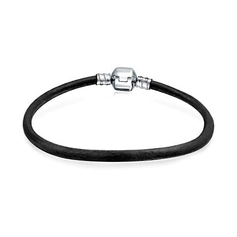 Bling Jewelry Black Leather Bracelet for Women Cover