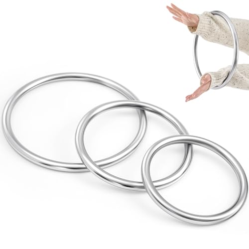Blueweenly 3 Pcs Wing Chun Stainless Rings 7 9 11 Inches Kung Fu Training Equipment for Martial Arts Home or Gym Practice Durable Hand Grip & Strength Training