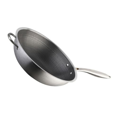 Wok de acero inoxidable con agarre tipo panal y antiadherente miniatura 1