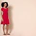 Amazon Essentials Women's Gathered Short Sleeve Crew Neck A-line Dress (Available in Plus Size), Raspberry Red, X-Small