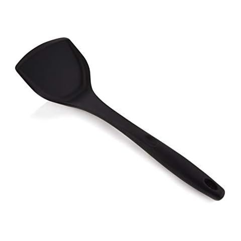 Silicone Wok Spatula, Upgrade Nonstick Spatula Turner Heat Resistant Solid Silicone Stir Fry Spatula for Non Stick Cookware (Black) Cover