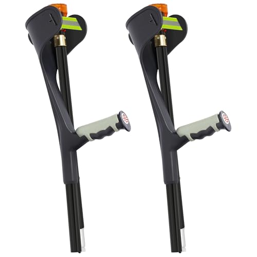 OUUTMEE Béquilles sous Aisselle Pliables en Aluminium, Paire Réglable en Hauteur Jusqu’à 150KG, Appui Axillaire Léger pour Marche, Blessures et...