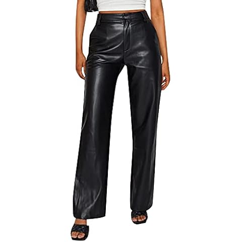 Miolasay Women's High Waist Faux Leather Leggings Cover