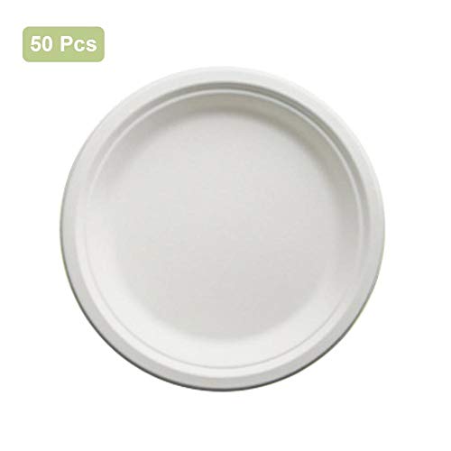 succeedw 50PCS Disposable Dinner Plate, 10 Inch Degradable Waterproof And Oilproof Round Dinner Plate For Outdoor Picnic