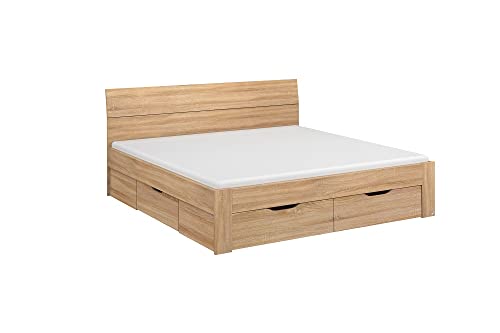 Rauch Möbel Flexx Bett Stauraumbett in Eiche Sonoma, Holz, mit 3...
