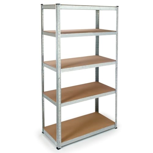 EURO VANADIUM - Étagère Rangement, 90 x 180 cm - Étagère Garage, Modulable, Métal Galvanisé, 5 Niveaux - Étagère Charge Lourde, 175 kg/Plateau -...