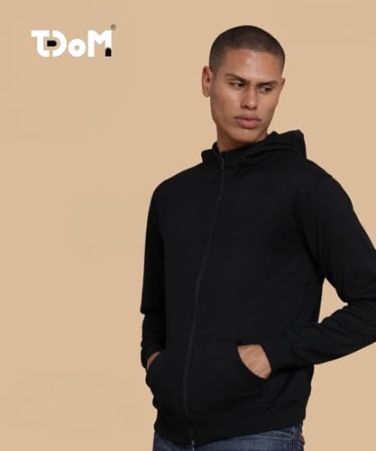 Image of TDOM Men Casual Zipper Hoodie 300+ GSM Premium Cotton Hooded Sweatshirt Full Zip Jacket Everyday Wear
