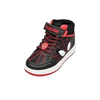 Marvel Spiderman Boys Trainers – Black and Red High Top Sneakers with Hook and Loop Fastening – Comfortable Kids Sports Shoes for Everyday Wear (Black UK 9-EU27)