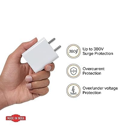 Image of The Black Store Original 33W Soniccharge 2.0 Wall Charger Adapter With USB To Type-C Cable Compatible With Xiaomi Poco X3 Pro, Poco X4 Pro 5G, Poco M4 Pro-(Adapter & Cable), White