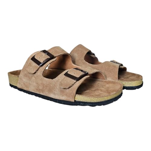 Image of Men Suede Leather Sandals | Cushioned Footbed | Comfortable | Casual Slip-on Slippers