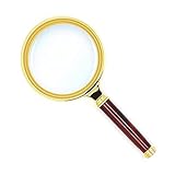 YFFSFDC 手持ちルーペ 拡大鏡 5-10倍拡大 直径80mm 木製手持ち虫眼鏡 携帯便利 地図 雑誌 新聞 読書用 子ども、高齢者及び専門家使用可能