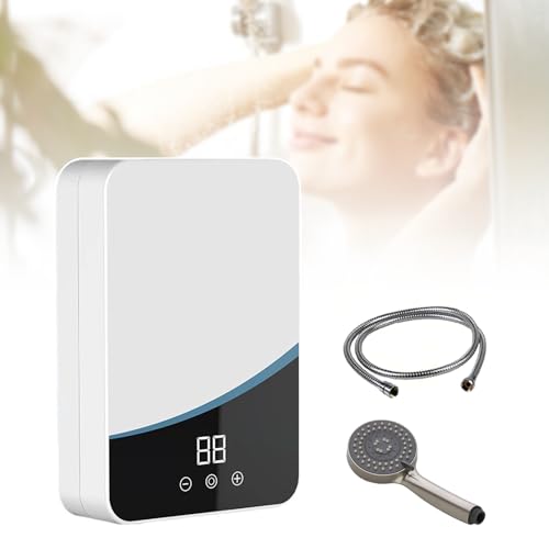 Calentador de Agua Instantáneo Sin Tanque para Cocina o Baño - Calienta en 3 Segundos, Temperatura Ajustable 30-55 ℃, IPX4 Resistente al Agua, Incluye Ducha y Manguera