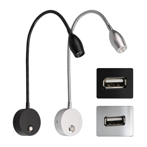 Lámpara para leer en la cama sin molestar con flexo táctil regulable y USB 3