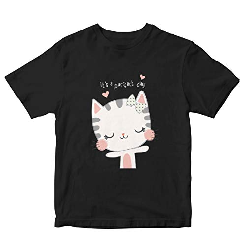 Image of Girls' Regular Fit T-Shirt It's A Purrfect Day 100% Cotton Girl's T-Shirt