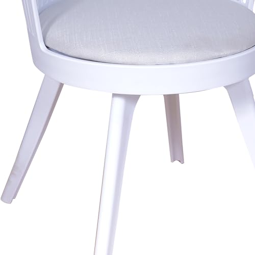 Image of Creative White Cafe Chair with Slatted Back, Stylish Cushioned seat for Comfort and Elegance.Perfect for Living Rooms, Balconies | CS-1221 /P2