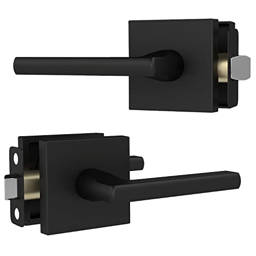 Image of Mega Handles Prime Passage Lever Door Handle for Closet or French Doors, Single Side Door Levers, Fits All Standard Door Sizes, Covered Screws Included - Matte Black (1 Pack) 5 inch