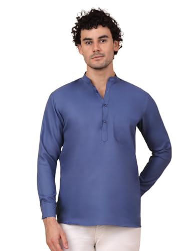 Image of Jompers Men's Cotton Regular Fit Solid Short Kurta