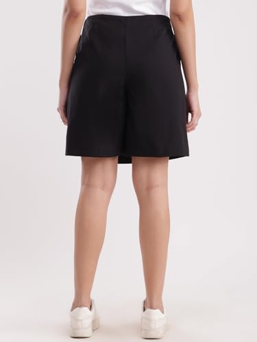 Image of FableStreet Women Skort Casual Wear | Overlapping Panel Design with Mid-Rise Fit & Open Pockets | Cotton Linen Woven Fabric for Everyday Comfort & Minimalist Style