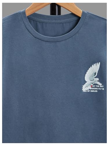 WDIRARA Boy's Graphic Letter Print Tee Short Sleeve Crewneck T Shirt Drop Shoulder Shirts3