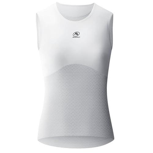 NUCKIY Women's Cycling Jersey Sleeveless Bike Shirt Cyling Vest Base Layer Mesh Undershirt Tank Tops for Road Biking Riding, White M