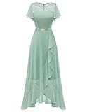 BeryLove Formal Dresses for Women Wedding Guest Ruffle Short Sleeve Elegant Cocktail Bridesmaid Party Prom Homecoming Dress High Waist Lace Long Evening Gown 51NC Light Green L