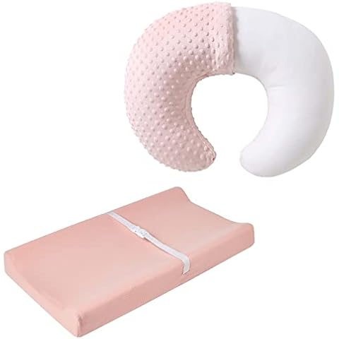 Muslin Changing Pad Cover + Baby Nursing Pillow for Baby Boys Girls, Ultra Soft Breathable Diaper Changing Table Pad Cover, Neutral Fitted Changing Pad Sheets Cover