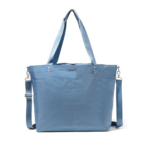 Image of Baggallini Carryall Tote - Lightweight Nylon Zipper Top Weekender Travel Beach Bag w /Luggage Sleeve