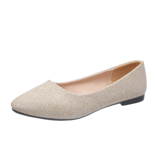 Chaussures de mariée ballerines plates d'or bout fermé taille 36