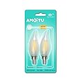 AMDTU E12 LED Bulb, Frosted Chandelier Light Bulbs 2700K Soft Warm White, 40W Type B Candelabra Light Bulbs Small Base, Dimmable, 2 Pack