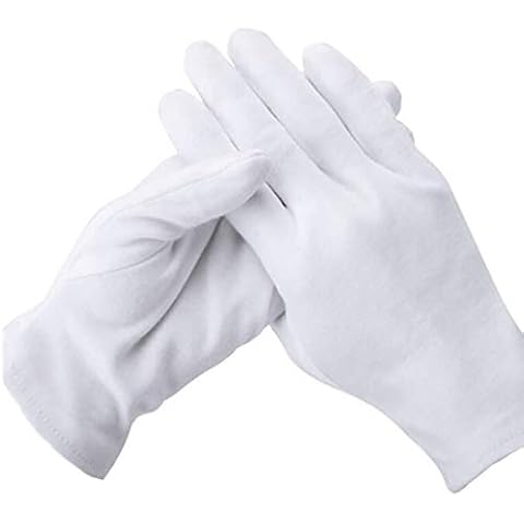 YMWALK White Gloves, 12 Pairs Soft White Cotton Gloves for Coin Jewelry Inspection,Protection and Decoration,Reusable Health Daily Work Gloves For Men Women(Medium Size) Cover