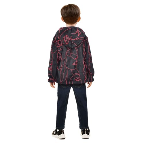 Line Women Girls Fleece Jacket Girls Fall Jacket Girls Zip Up Hoodie Girls Sherpa Jacket 2-10T4