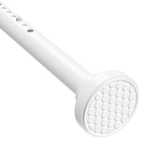 Image of MEXAU White Shower Curtain Rod 40-78 Inch | Adjustable 1.26 Inch Diameter Tension Curtain Rod No Drill,Tension Rod for Window,Bathroom,Outdoor,Room Divider