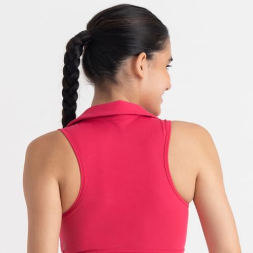 Image of HUNNIT 2 in 1 Sports Bra Crop Top - women's Polo Neck and Racerback styles with Medium Coverage, Lightly Padded, Stretchy Sports Bra perfect for Gym Workout and Sweat Wicking Fabric