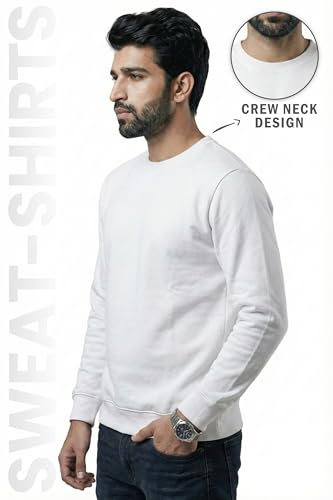 Image of EXCELLO Men's Sweatshirt, 100% Cotton Feel, GSM 280, Premium Cotton, Biowash, Long Sleeve, Casual
