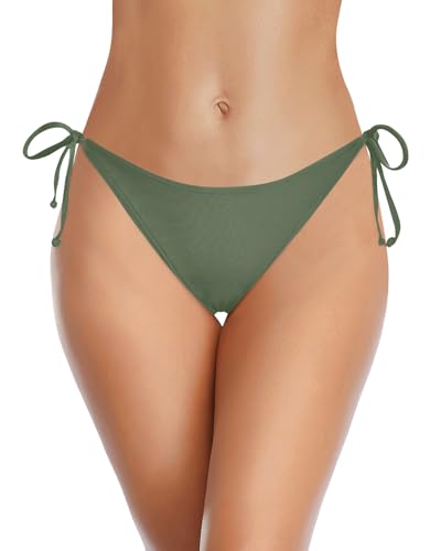 Image of Holipick Bikini Bottoms for Women String Bathing Suit Bottom with Moderate Coverage Low Waist Swim Bottom