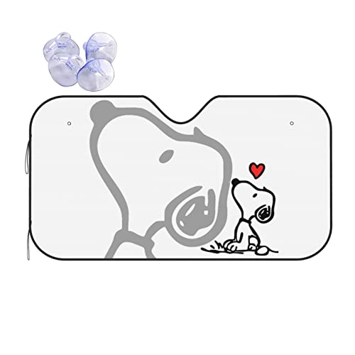 サンシェード スヌーピー 車 フロントガラス 遮光 断熱 Uvカット 劣化防止 吸盤2個付 簡単着脱 コンパクト収納 2サイズ選択