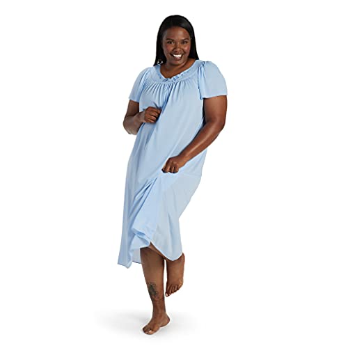 Image of Miss Elaine Nightgown - Women's Long Tricot Nightgown, Short Flutter Sleeves, Comfortable Lightweight Fabric, Sleepwear