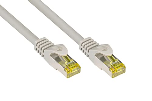 Good Connections RJ45 Ethernet LAN Patchkabel mit Cat. 7 Rohkabel und Rastnasenschutz RNS, S/FTP, PiMF, halogenfrei, 500MHz, OFC, 10-Gigabit-fähig (10/100/1000/10000-Base-T Ethernet Netzwerke) - z.B. für Patchpanel, Switch, Router, Modem - grau, 2 m